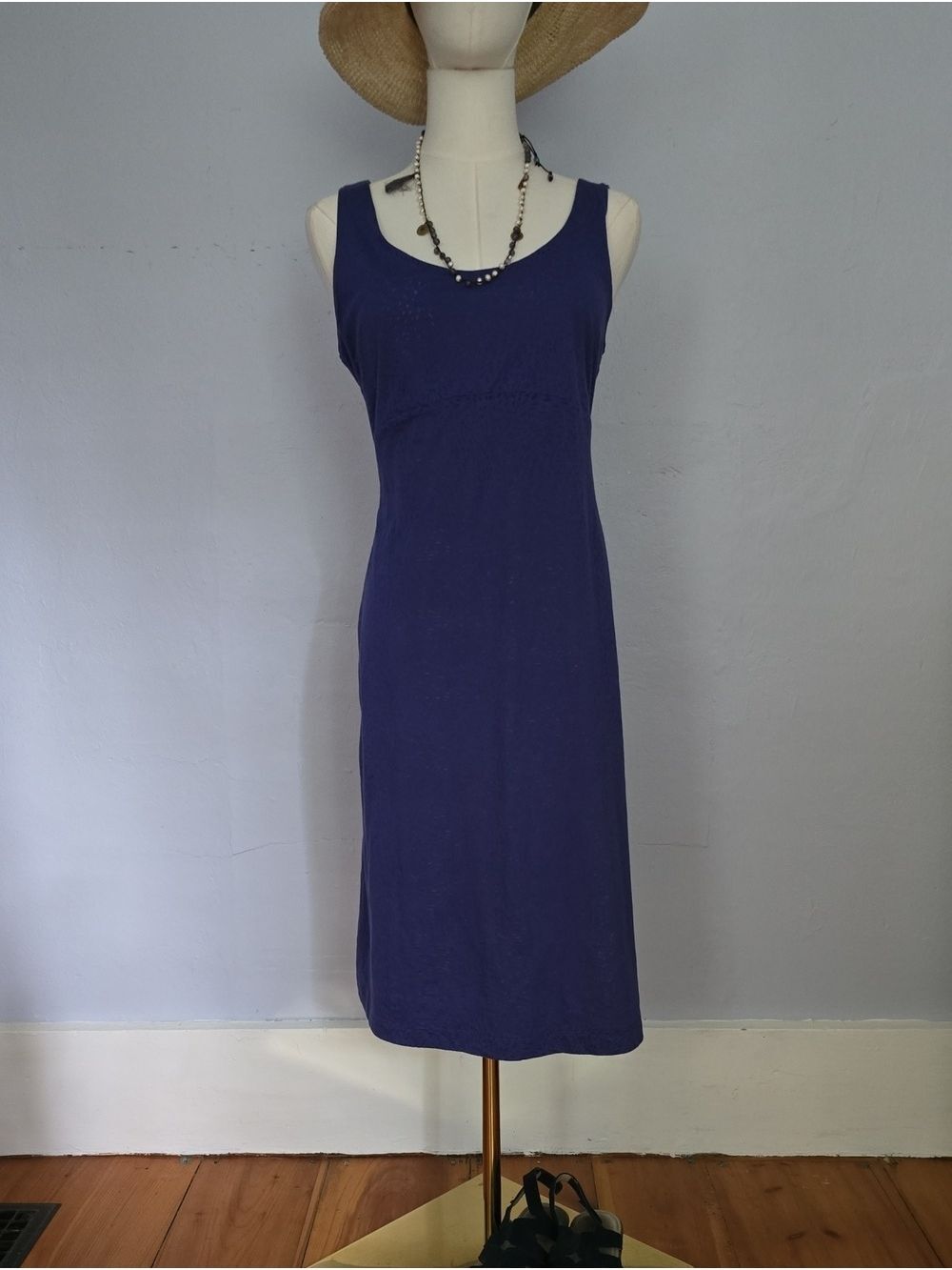 Women's Columbia Blue Shadow Print Scoop Neck Empire Waist Sleeveless Dress
